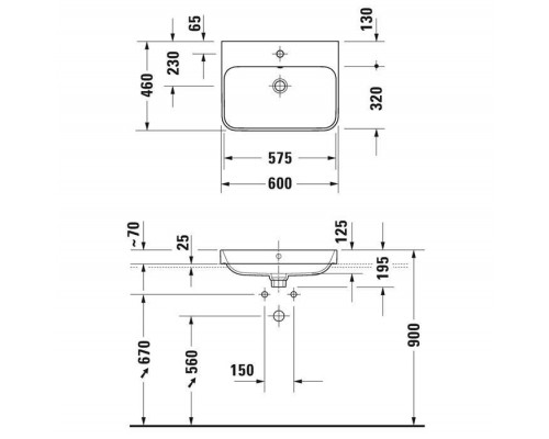 Duravit Happy D.2 Plus Раковина накладная, 60х46см., без отв., выпуск с керамической крышкой, WonderGliss, цвет: Anthracite matt. 23606013601