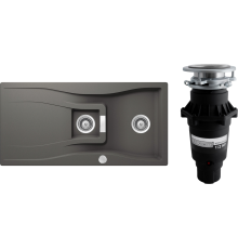 Комплект Мойка Schock Waterfall 60D (D-150) Cristadur серебристый камень + Измельчитель Bone Crusher BC 810-SL Slim Line