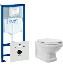 Комплект Унитаз подвесной STWORKI Драммен HDC609WH с микролифтом + Инсталляция Grohe Rapid SL 38772001 3 в 1 с кнопкой смыва + Шумоизоляция 37131000