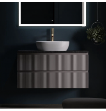 Тумба с раковиной Sancos Snob R 100 см, doha soft, столешница черный мрамор, раковина CN6019