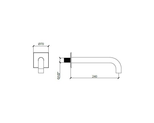 Almar Излив для ванны 24см., настенный, цвет: черный металл брашированный PVD. E098011.AB