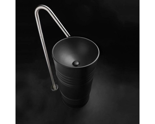 Kerasan Artwork Barrel Раковина 45х90 см, без отв., напольная, слив в пол, в комплекте сифон, цвет: черный матовый. 4742K31 Kerasan Artwork Barrel Раковина 45х90 см, без отв., напольная, слив в пол, в комплекте сифон, цвет: черный матовый. 4742K31