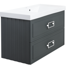 Тумба с раковиной La Fenice Cubo Twin 100 серая, ручки белые