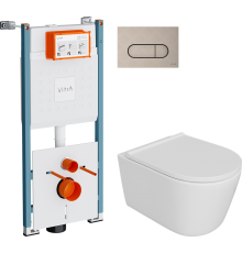 Комплект Унитаз подвесной DIWO Архангельск 0800 + Инсталляция VitrA V-Fix Core 732-5800-01PV + Кнопка Root Round 740-2295 никель