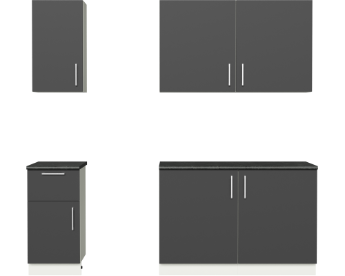 Кухонный гарнитур Domaci Болонья 220 см, фасад графит, ручка хром, столешница луна KUH-708329