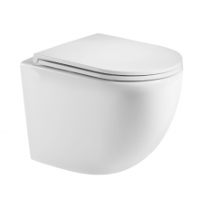 AQM2002MW Унитаз подвесной с сиденьем SoftClose, технология смыва Rimless, скрыт. крепеж. Белый мат AQM2002MW