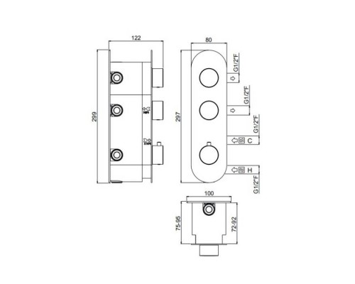 Carimali ilTondo Смеситель для душа, встраиваемый, термостатический, цвет: хром