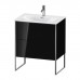 Duravit XSquare Тумба с раковиной 71x47.8х59.2см., напольная, 2 яшика, встроенные ножки с регулировкой по высоте, цвет: Black High Gloss. XS452304040,  23447300001