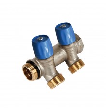 Коллектор HENCO VBS с синими вентилями, 3/4 НР под евроконус, 3/4- 2xEK VBS050502-BL