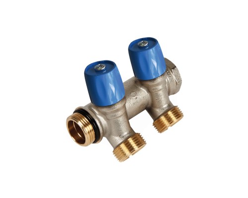 Коллектор HENCO VBS с синими вентилями, 3/4 НР под евроконус, 3/4- 2xEK VBS050502-BL