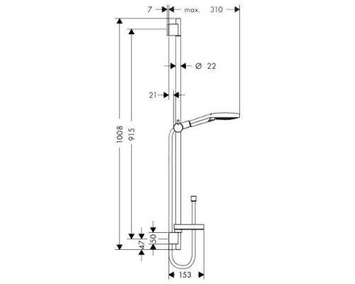 Hansgrohe Raindance Select E Душевой набор: штанга 90см., ручной душ 120, 3jet (Rain, RainAir, WhirlAir), мыльница, шланг, цвет: белый/хром. 26621400 Hansgrohe Raindance Select E Душевой набор: штанга 90см., ручной душ 120, 3jet (Rain, RainAir, WhirlAir), мыльница, шланг, цвет: белый/хром. 26621400