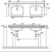 Kerasan Waldorf Раковина 150х55 см, с 2 отв., двойная, керамическая, цвет: черный/золото. 811391oro, 4143K4 nero/cr *1