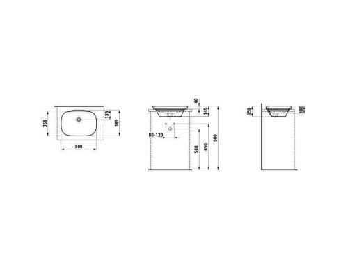 Laufen INO Раковина 50х36.5x4 см, без отв., цвет: белый. 8.1730.2.000.109.1 Laufen INO Раковина 50х36.5x4 см, без отв., цвет: белый. 8.1730.2.000.109.1