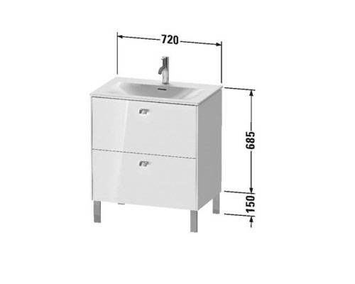 Duravit Brioso База напольная 72x47.9x68.5см с раковиной, 2 ящика, цвет: глянцевый белый. BR451102222,  23447300001