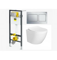 Комплект Унитаз подвесной AQUAme 2002PRO Tornado смыв с микролифтом + Инсталляция VIEGA 792 596 AQM2002596PRO