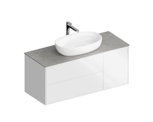 Kerama Marazzi PLAZA Modern Тумба подвесная 120x48см, 3 ящика, цвет: белый / дуб виченце. PLB.M.120.3\WHT.V