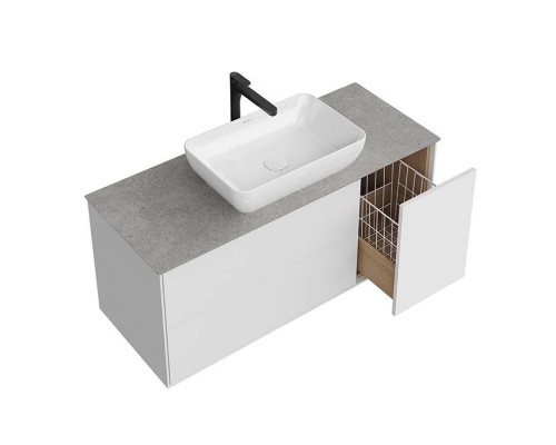 Kerama Marazzi PLAZA Modern Тумба подвесная 120x48см, 3 ящика, цвет: белый / дуб виченце. PLB.M.120.3\WHT.V