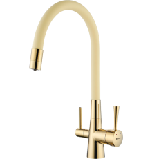Смеситель для кухни Lemark Comfort LM3075G-Beige с гибким изливом, золото, бежевый