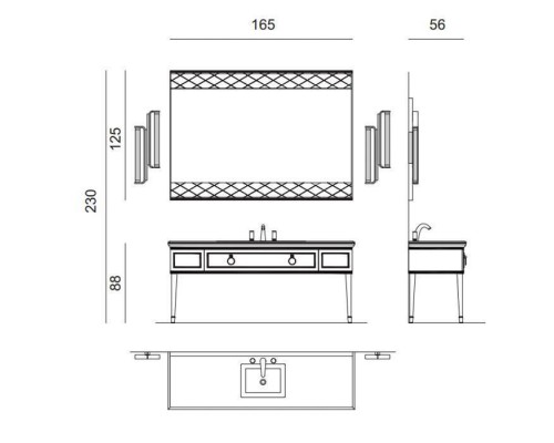 Oasis Lutetia Композиция №19 Комплект мебели напольный, 165х56хh230см, цвет: . Oasis Lutetia Композиция №19 Комплект мебели напольный, 165х56хh230см, цвет: .