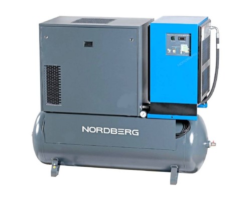 Компрессор винтовой, 15 кВт, 2250 л/мин, 10 бар, ресивер 500 л, осушитель NORDBERG NCS500/2250-10D