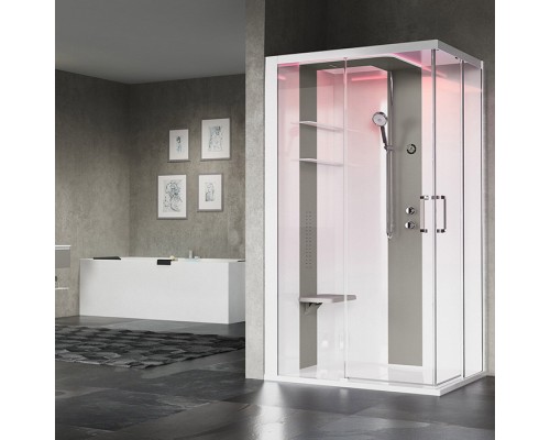 Novellini Skill A Душевая кабина 120х90х217.5cмм., Sx, Essential, поддон 12.5см., с термостатическим смесителем, стекло, цвет: белый глянц/Light grey. SKIA299ST1F-1AN1 Novellini Skill A Душевая кабина 120х90х217.5cмм., Sx, Essential, поддон 12.5см., с термостатическим смесителем, стекло, цвет: белый глянц/Light grey. SKIA299ST1F-1AN1