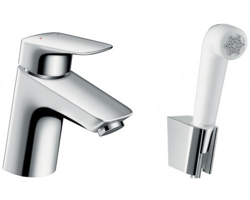 HG 71 290 000 Logis Смеситель для раковины 67 мм, гладкий, с белым гигиеническим душем 71290000