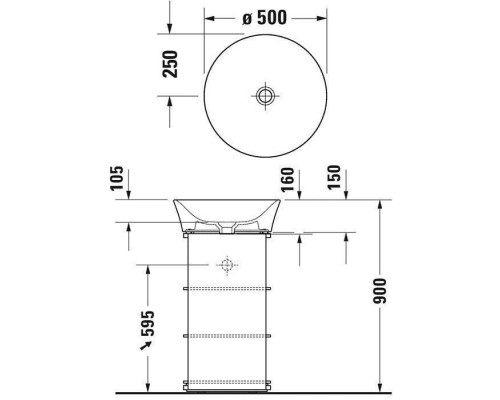 Duravit White Tulip Раковина накладная Oslash;50см, без перелива, без отв., цвет: белый. 2365500070