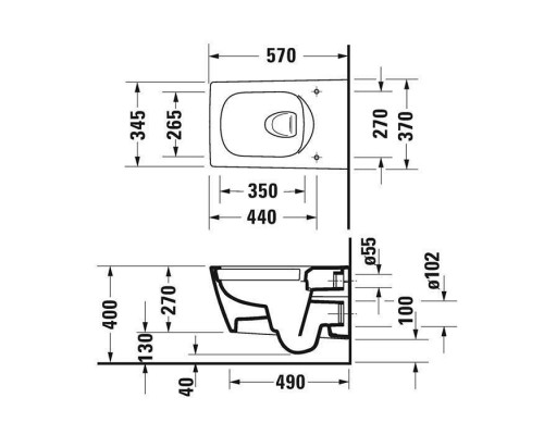 Duravit Viu Унитаз подвесной 37x57см, rimless, вкл. крепление Durafix, с покрытием WG, цвет: белый. 25110900001 Duravit Viu Унитаз подвесной 37x57см, rimless, вкл. крепление Durafix, с покрытием WG, цвет: белый. 25110900001