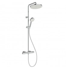 Ideal Standard Ceratherm T25 Душевая стойка, с термостатическим смесителем, ручным душем и шлангом, корпус Coolbody, руч. душ: 3 режима, верх. душ: 25см., цвет: хром. A8520AA