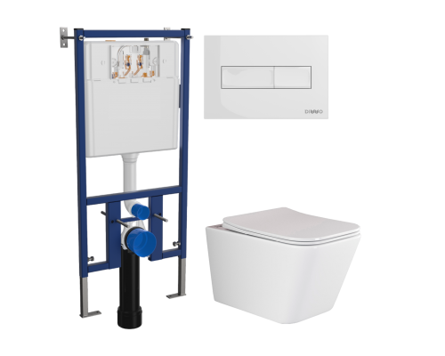 Комплект Унитаз подвесной Ceramicanova Metric Rimless CN3007 с микролифтом, безободковый + Инсталляция DIWO + Кнопка 7320 белая Комплект Унитаз подвесной Ceramicanova Metric Rimless CN3007 с микролифтом, безободковый + Инсталляция DIWO + Кнопка 7320 белая