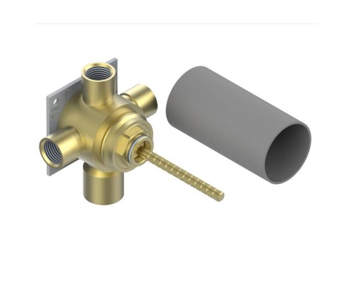 THG Wall mounted 4-way diverter with ceramic cartridge for concealed installation- 1 inlet 3/4 and 3 outlets 1/2 with stop position, without trim. G00-A00-49M3SPSA THG Wall mounted 4-way diverter with ceramic cartridge for concealed installation- 1 inlet 3/4 and 3 outlets 1/2 with stop position, without trim. G00-A00-49M3SPSA