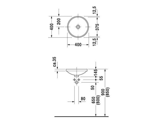 Duravit Architec Раковина 37 см, без отв., цвет: белый. 0319370000