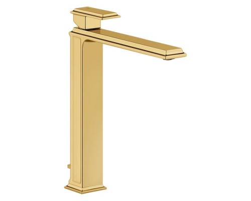 Gessi Eleganza Смеситель для раковины на 1 отверстие, высокий, с донным клапаном, цвет: золото. 46003#080