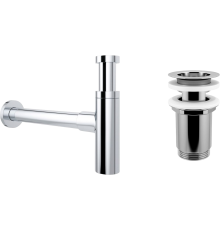 Сифон для раковины Wellsee Drainage System 182119004 с выпуском с переливом, хром