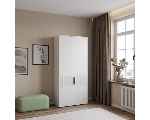 Шкаф для одежды DIWO Краснодар, 90x200x43 см, двуxдверный, белый, ручка черная