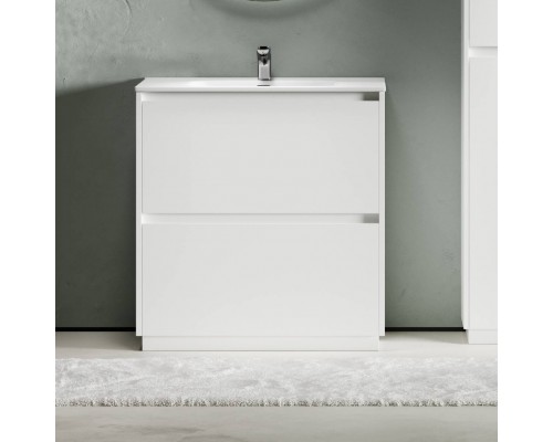 Тумба с раковиной Sancos Libra Floor 80 белый глянец, белая раковина CN7005