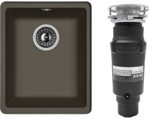 Комплект Мойка Florentina Вега 300 антрацит + Измельчитель Bone Crusher BC 910-SL-Slim Line
