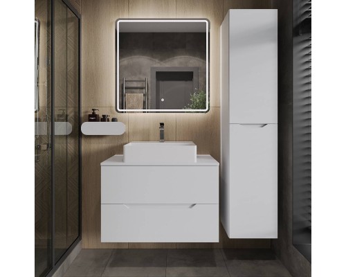 Мебель для ванной комнаты Orange Line 80 подвесная, 2 ящика, матовая белая с раковиной B04-500W