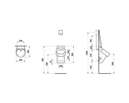 Laufen VAL Писсуар 30.5x36.5x56см., Rimless, внутренний подвод воды, цвет: белый. 8.4028.1.000.000.1 Laufen VAL Писсуар 30.5x36.5x56см., Rimless, внутренний подвод воды, цвет: белый. 8.4028.1.000.000.1