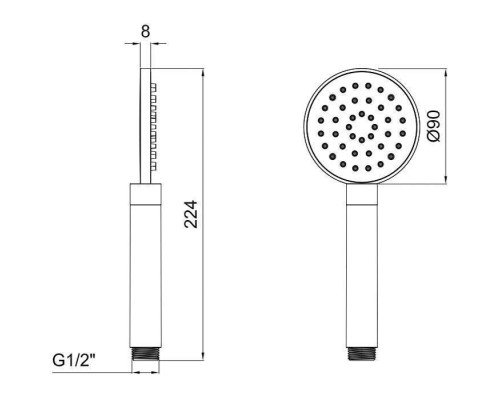Almar Posh Ручной душ Oslash;9см., 1 режим, цвет: черный металл брашированный PVD. E082108.AB