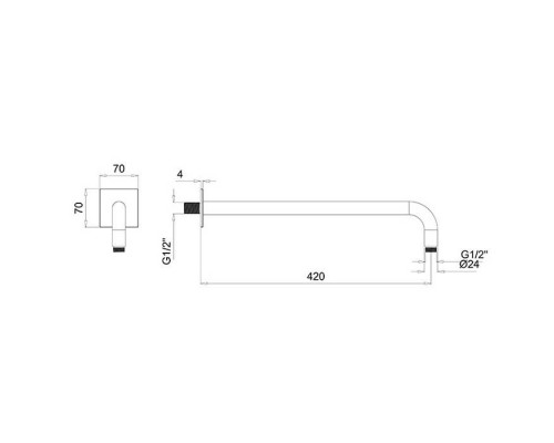 Almar Arms Кронштейн для верхнего душа, настенный 42см., с квадратным отражателем, цвет: хром. E021116.CR Almar Arms Кронштейн для верхнего душа, настенный 42см., с квадратным отражателем, цвет: хром. E021116.CR