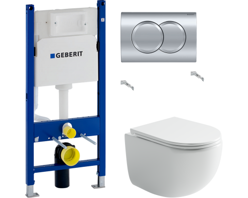 Комплект Унитаз подвесной Ceramicanova UP Rimless CN4007 белый + Инсталляция Geberit Duofix Delta 458.149.21.1 с кнопкой смыва, хром Комплект Унитаз подвесной Ceramicanova UP Rimless CN4007 белый + Инсталляция Geberit Duofix Delta 458.149.21.1 с кнопкой смыва, хром