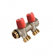 Коллектор HENCO VBS с красными вентилями, 3/4 НР под евроконус, 3/4- 2xEK VBS050502-RO