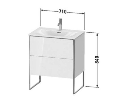 Duravit XSquare Тумба с раковиной 71x47.8х59.2см., напольная, 2 яшика, встроенные ножки с регулировкой по высоте, цвет: Black High Gloss. XS452304040,  23447300001