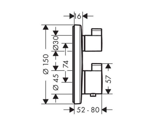 Hansgrohe Ecostat S Смеситель для душа, настенный, термостатический, цвет: полированное золото. 15758990