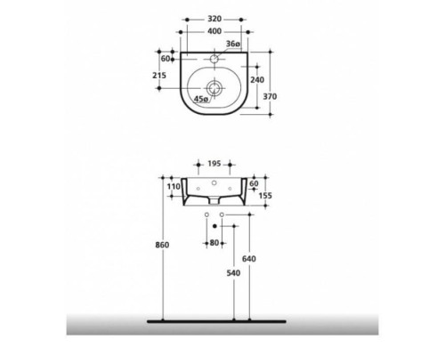 Kerasan Flo Раковина 40х37 см, 1 отв., цвет: белый. 314901*1