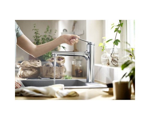 Hansgrohe Zesis M33 Смеситель для кухни, 1 отв., с вытяжным душем, sBox lite, цвет: хром. 74804000 Hansgrohe Zesis M33 Смеситель для кухни, 1 отв., с вытяжным душем, sBox lite, цвет: хром. 74804000