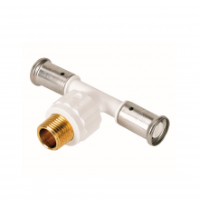 Тройник НР, ПВДФ пресс (белый), 16x1/2 x16, HENCO 14PKW-160416