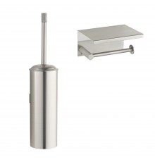 Набор Держатель Boheme Uno 10971-NB nikel brush с полкой для телефона + Ершик 10984-NB nikel brush