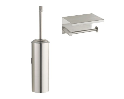 Набор Держатель Boheme Uno 10971-NB nikel brush с полкой для телефона + Ершик 10984-NB nikel brush